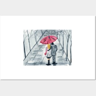 Under the Rain Watercolor Painting Posters and Art